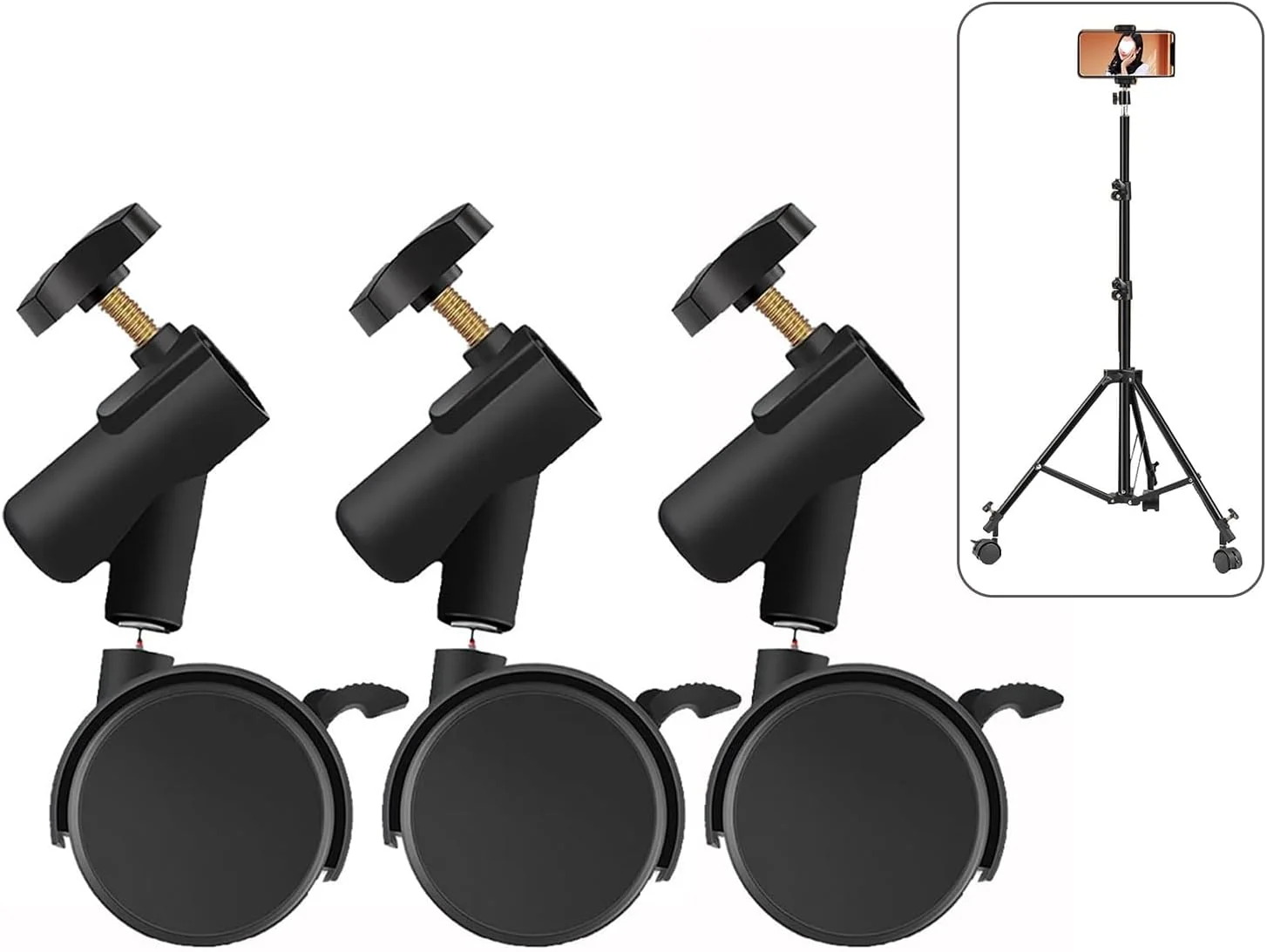 ست ۳ عددی چرخ‌های گردان انعطاف‌پذیر Labymos با سوراخ‌های نصب ۱۶ میلی‌متری برای پایه‌های نورپردازی عکاسی