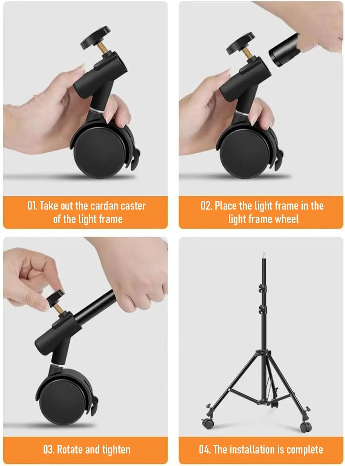 ست ۳ عددی چرخ‌های گردان انعطاف‌پذیر Labymos با سوراخ‌های نصب ۱۶ میلی‌متری برای پایه‌های نورپردازی عکاسی