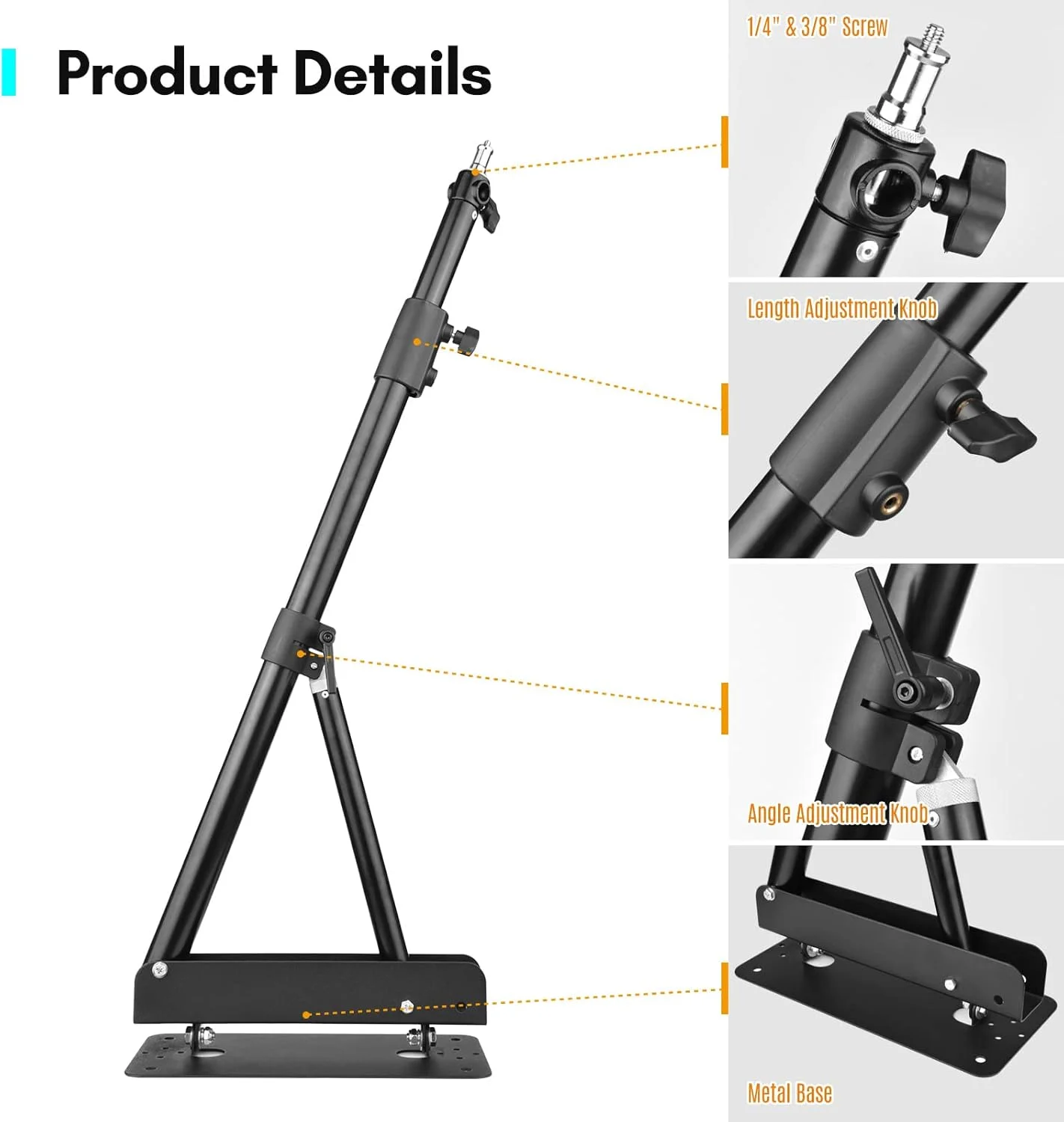 بازوی بوم مثلثی نصب شده روی دیوار Labymos، پایه نور برای نورپردازی استروب عکاسی، مونو لایت، سافت باکس، رفلکتور، رینگ لایت، آلیاژ آلومینیوم، تحمل وزن 5 کیلوگرم، قابلیت چرخش 180 درجه، حداکثر طول 130 سانتی متر