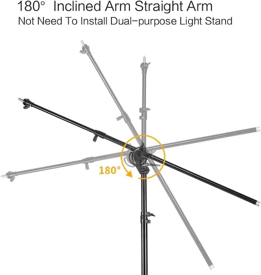 پایه نور لابیموس 4m157in، پایه نور بوم قابل تنظیم 2 در 1، پایه چند منظوره سنگین با ظرفیت بار 5 کیلوگرم، دارای کیسه شن، پیچ 1/4 اینچ و 3/8 اینچ برای سافت باکس استودیویی، نور فلاش استودیویی، عکاسی استودیویی