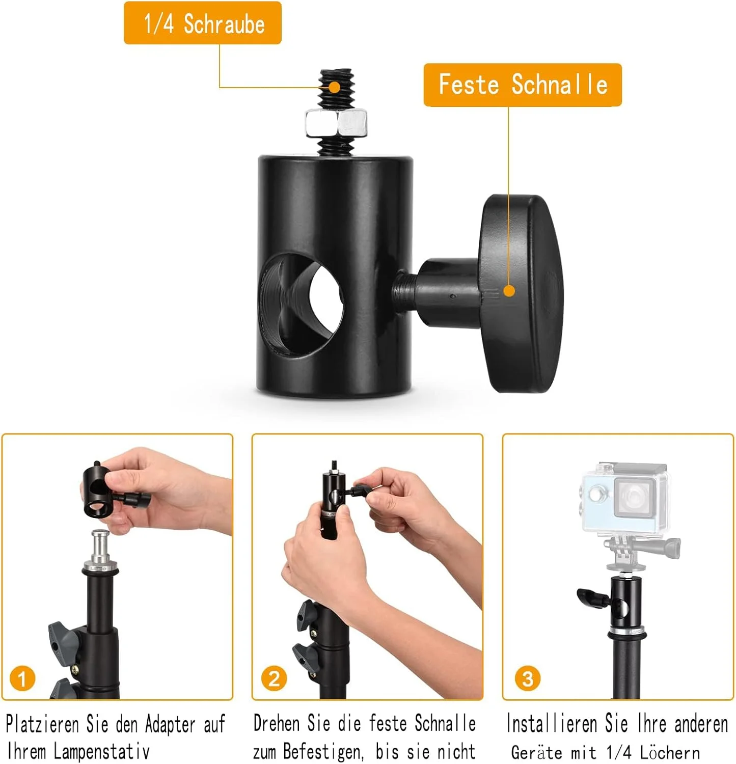 آداپتور تغییر سریع 4 عددی با پیچ 1/4 اینچی، آداپتور چند منظوره پایه سه پایه - برای پایه مانیتور استودیو، پایه دوربین، سه پایه نورپردازی استودیوی عکاسی