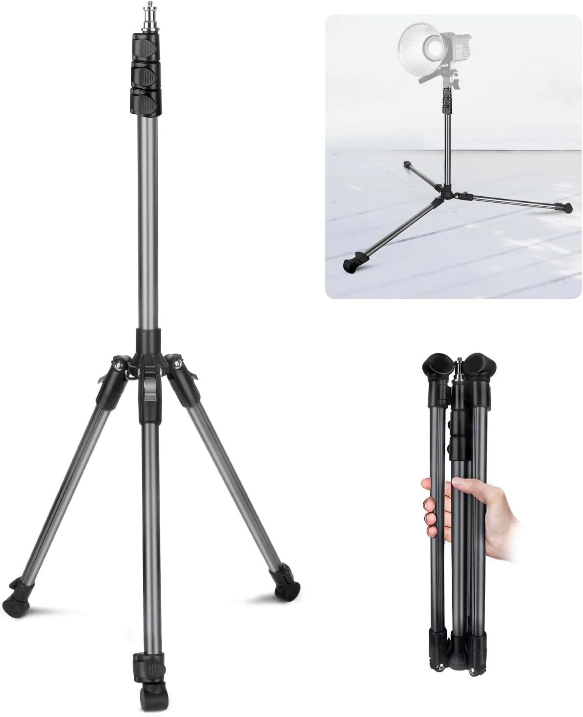 سه پایه نور مدل S202 ارتفاع 200 سانتی متر، سه پایه چراغ قابل انعطاف، پایه سه پایه پایدار، سه پایه نور، سه پایه نورپردازی قابل حمل، پایه نور پیچ 1/4 اینچی برای عکاسی استودیویی در فضای باز، رینگ لایت، سافت باکس سه پایه نور مدل S202 ارتفاع 200 سانتی متر، سه پایه چراغ قابل انعطاف، پایه سه پایه پایدار، سه پایه نور، سه پایه نورپردازی قابل حمل، پایه نور پیچ 1/4 اینچی برای عکاسی استودیویی در فضای باز، رینگ لایت، سافت باکس