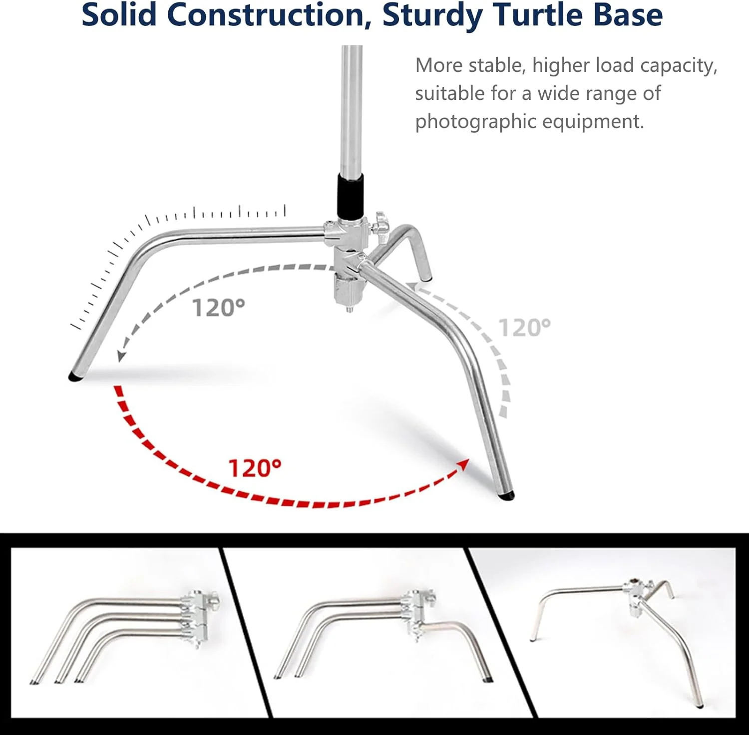 پایه C استیل ضد زنگ با بازوی بوم، پایه نور سنگین برای استودیو عکاسی، فیلمبرداری، رفلکتور، چتر، سافت باکس، حداکثر ارتفاع 330 سانتی متر پایه C استیل ضد زنگ با بازوی بوم، پایه نور سنگین برای استودیو عکاسی، فیلمبرداری، رفلکتور، چتر، سافت باکس، حداکثر ارتفاع 330 سانتی متر