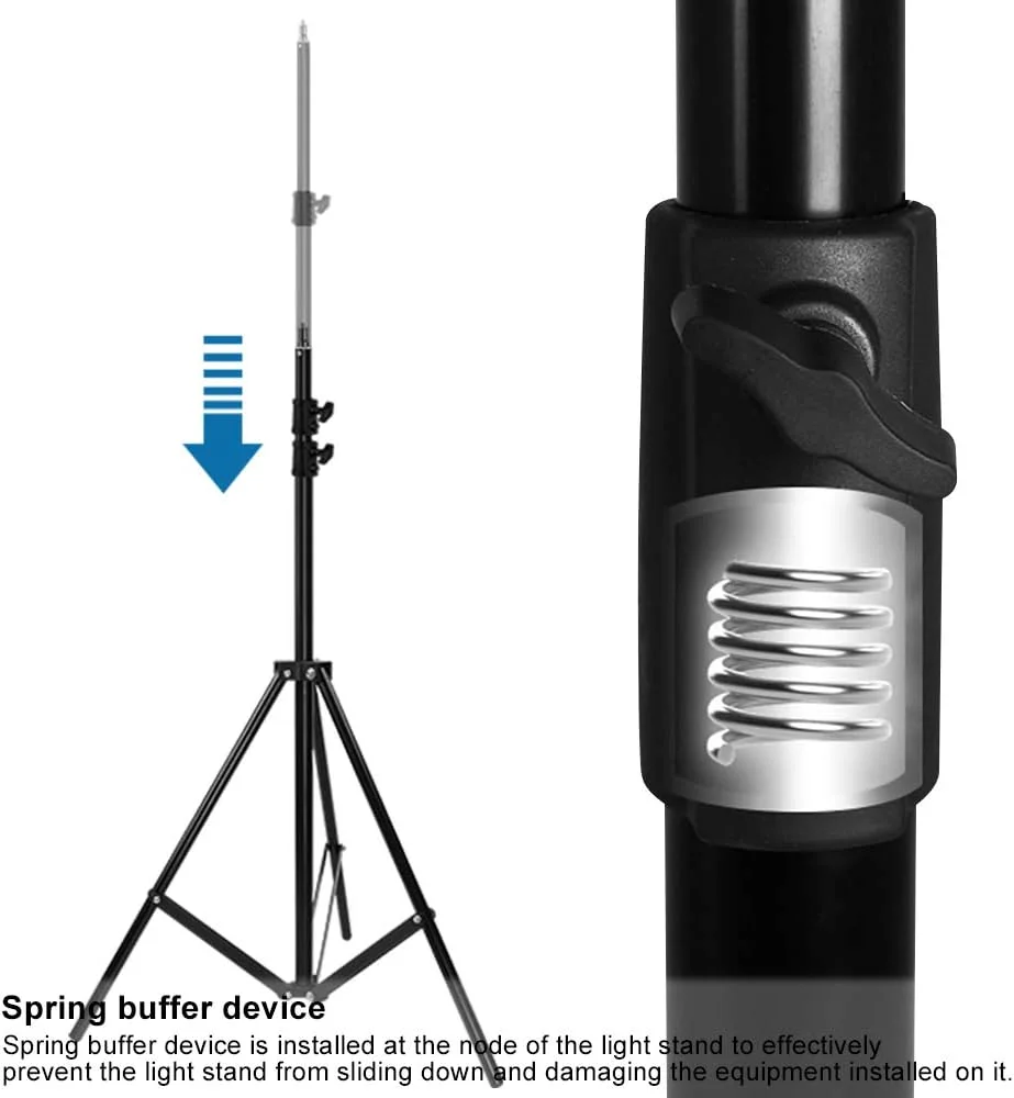 پایه نورپردازی عکاسی سنگین، سه پایه نور قابل تنظیم با فنر برای نورها، بازتابنده ها، سافت باکس ها، استودیوی عکس، تجهیزات عکاسی - 2.8 متر