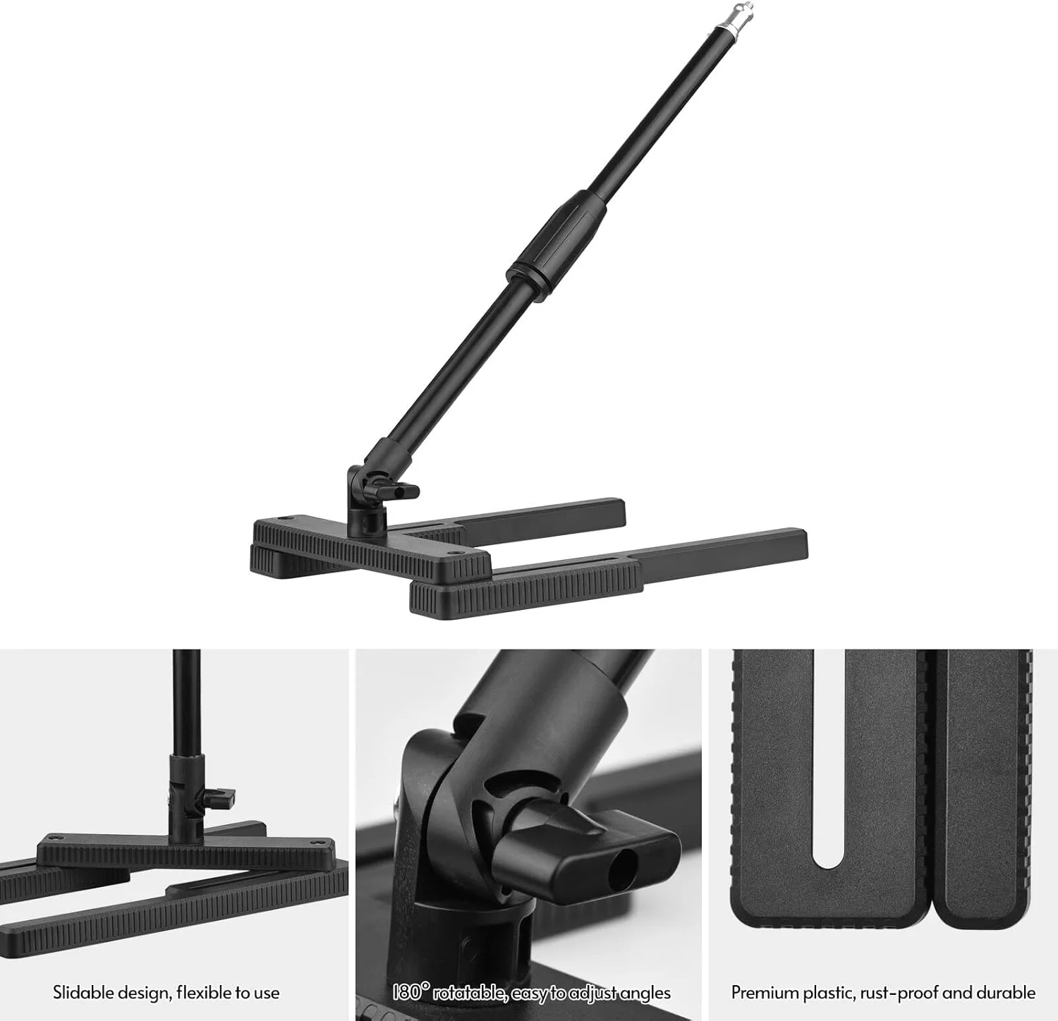 پایه رومیزی چند منظوره Irovami با قابلیت تنظیم ارتفاع در 2 سطح و پیچ 1/4 اینچی برای نور حلقه ای ویدئویی پایه رومیزی چند منظوره Irovami با قابلیت تنظیم ارتفاع در 2 سطح و پیچ 1/4 اینچی برای نور حلقه ای ویدئویی