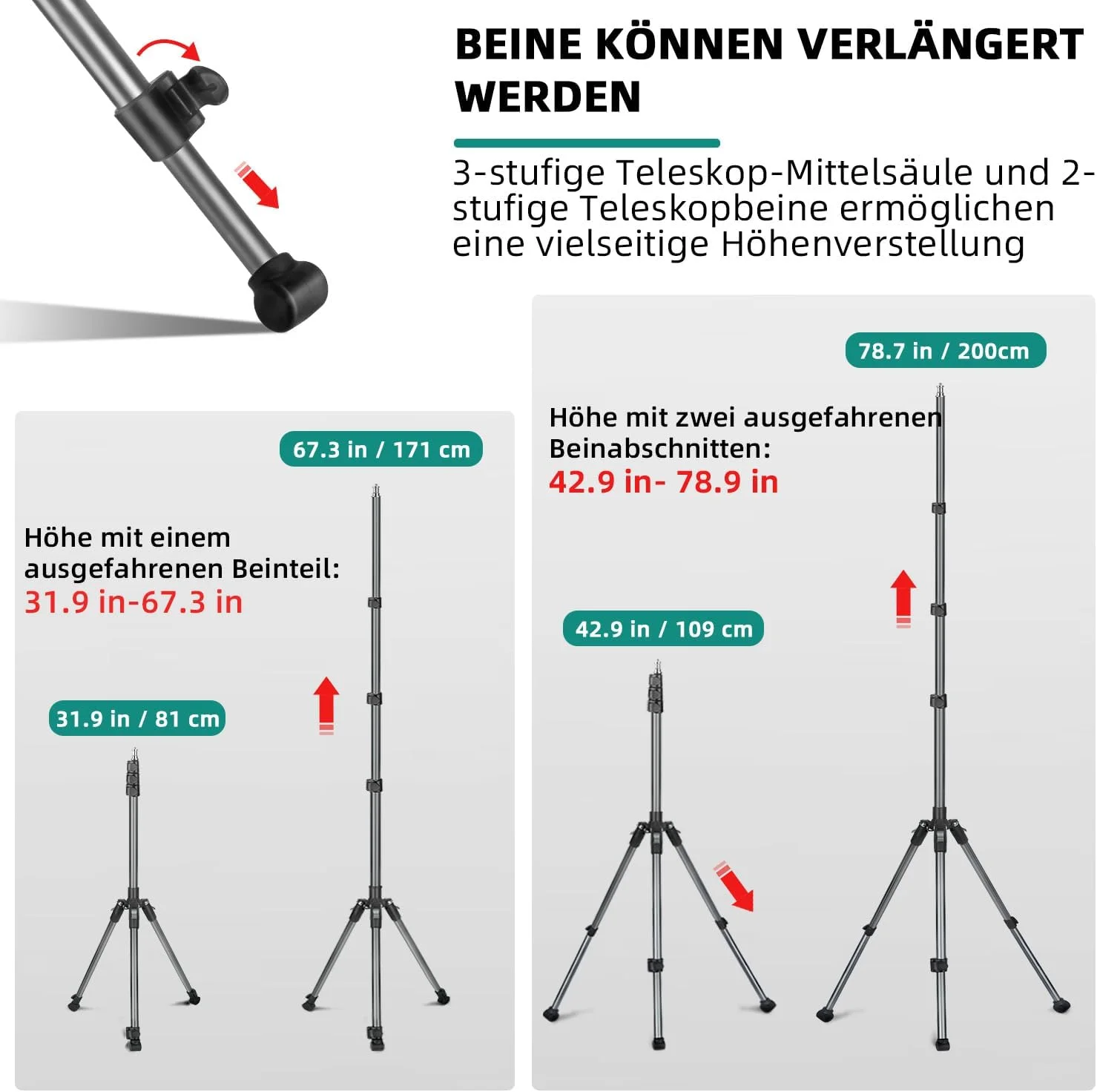سه پایه نور مدل S202 ارتفاع 200 سانتی متر، سه پایه چراغ قابل انعطاف، پایه سه پایه پایدار، سه پایه نور، سه پایه نورپردازی قابل حمل، پایه نور پیچ 1/4 اینچی برای عکاسی استودیویی در فضای باز، رینگ لایت، سافت باکس