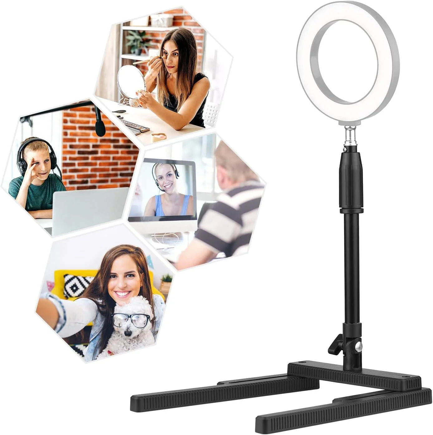 پایه رومیزی چند منظوره Irovami با قابلیت تنظیم ارتفاع در 2 سطح و پیچ 1/4 اینچی برای نور حلقه ای ویدئویی پایه رومیزی چند منظوره Irovami با قابلیت تنظیم ارتفاع در 2 سطح و پیچ 1/4 اینچی برای نور حلقه ای ویدئویی