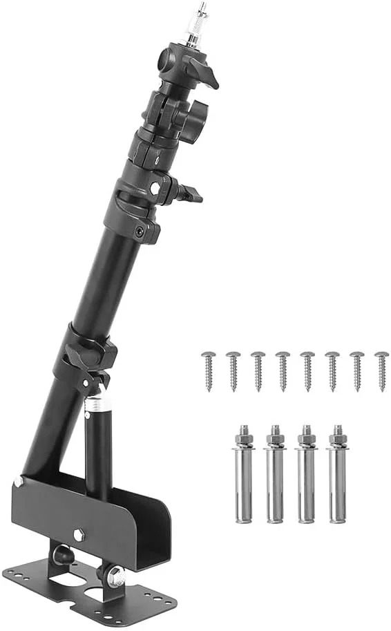 بازوی بوم مثلثی پایه نور نصب شده روی دیوار فلزی Irovami برای نور استروب عکاسی، مونو لایت، سافت باکس، رفلکتور، رینگ لایت، قابل تنظیم 180 درجه، حداکثر طول 100 سانتی متر