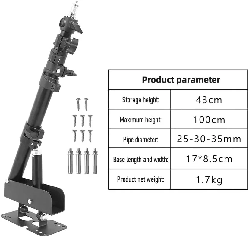 بازوی بوم مثلثی پایه نور نصب شده روی دیوار فلزی Irovami برای نور استروب عکاسی، مونو لایت، سافت باکس، رفلکتور، رینگ لایت، قابل تنظیم 180 درجه، حداکثر طول 100 سانتی متر بازوی بوم مثلثی پایه نور نصب شده روی دیوار فلزی Irovami برای نور استروب عکاسی، مونو لایت، سافت باکس، رفلکتور، رینگ لایت، قابل تنظیم 180 درجه، حداکثر طول 100 سانتی متر