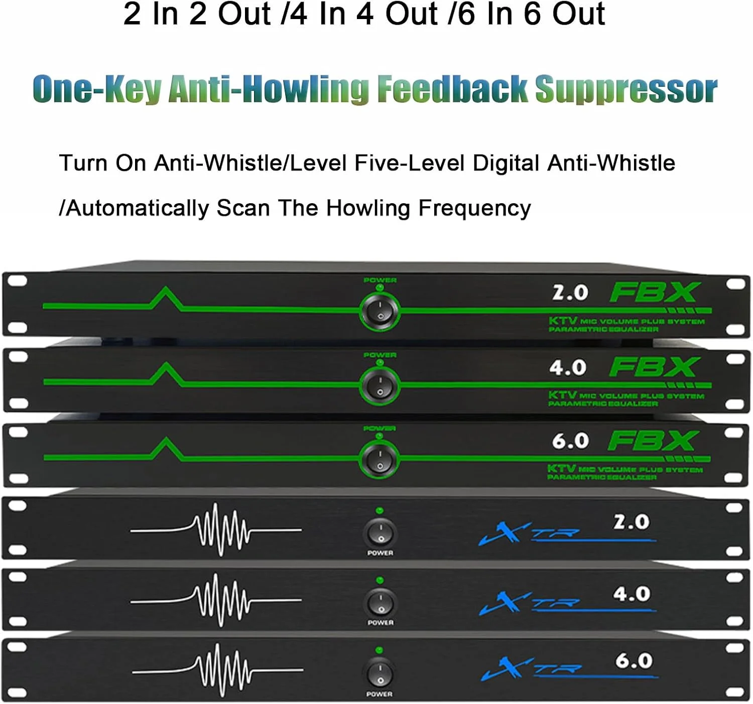 پردازشگر صوتی ضد فیدبک، سرکوب کننده حرفه ای فیدبک، ضد جیغ دیجیتال 5 سطحی، حفظ وفاداری بالا 12 بخشی، برای کنفرانس استیج اجرای KTV