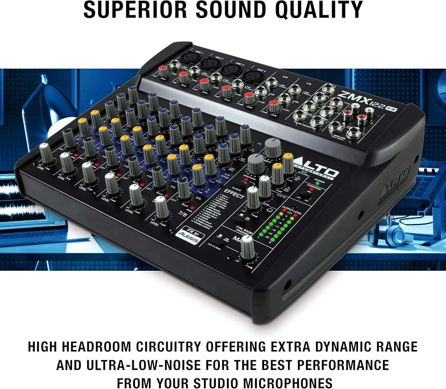 میکسر صدای فشرده 8 کاناله ALTO Professional ZMX122FX با افکت های داخلی، چهار ورودی میکروفون XLR و دو ورودی استریو