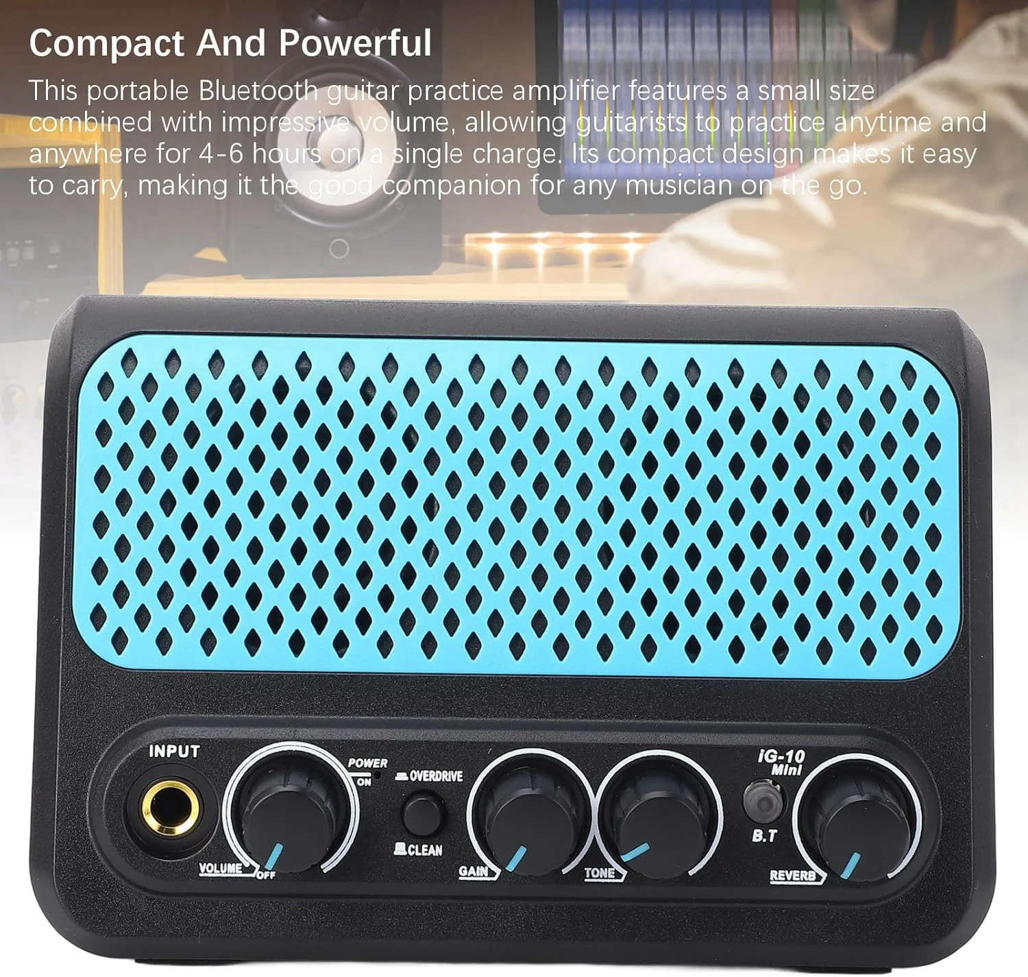 آمپلی فایر گیتار کوچک، آمپلی فایر گیتار الکتریک دو کاناله بلوتوث 5.0، آمپ گیتار قابل حمل، لوازم جانبی گیتار، آمپ گیتار بلوتوث برای تمرین روزانه