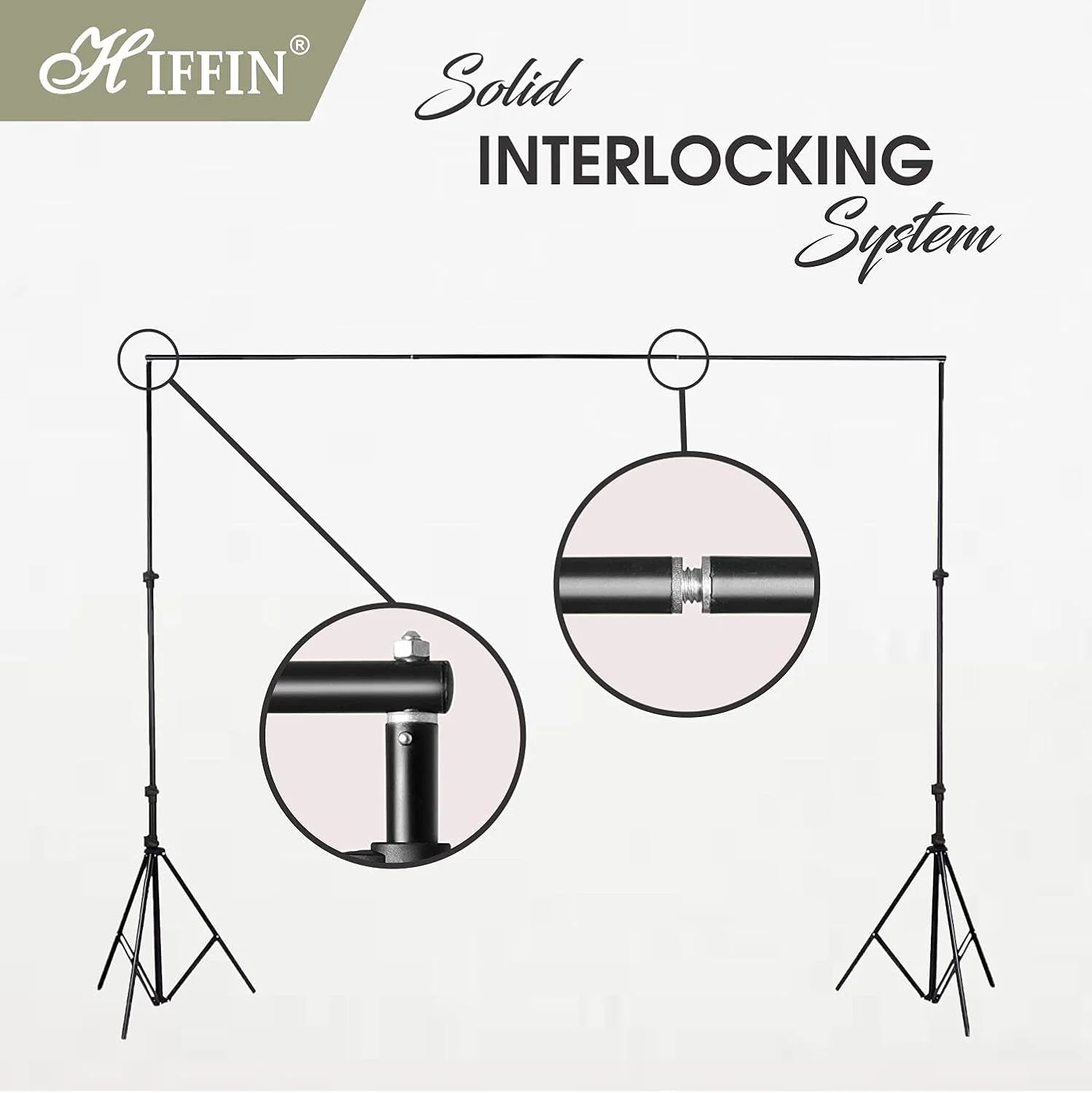 میله پرده HIFFIN® با آداپتور تبدیل، پایه نور را به سیستم پس زمینه تبدیل می کند، طول هر میله 3 فوت، مجموعه 3 عددی (میله پرده با آداپتور تبدیل)