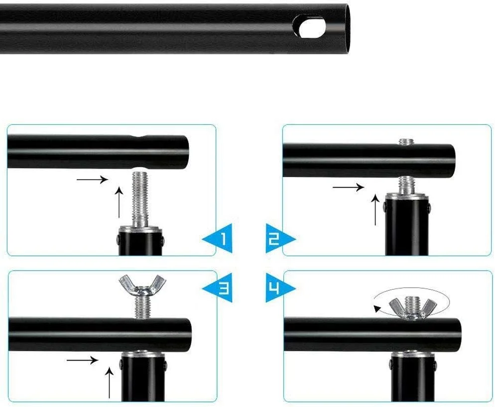 میله پرده HIFFIN® با آداپتور تبدیل، پایه نور را به سیستم پس زمینه تبدیل می کند، طول هر میله 3 فوت، مجموعه 3 عددی (میله پرده با آداپتور تبدیل)