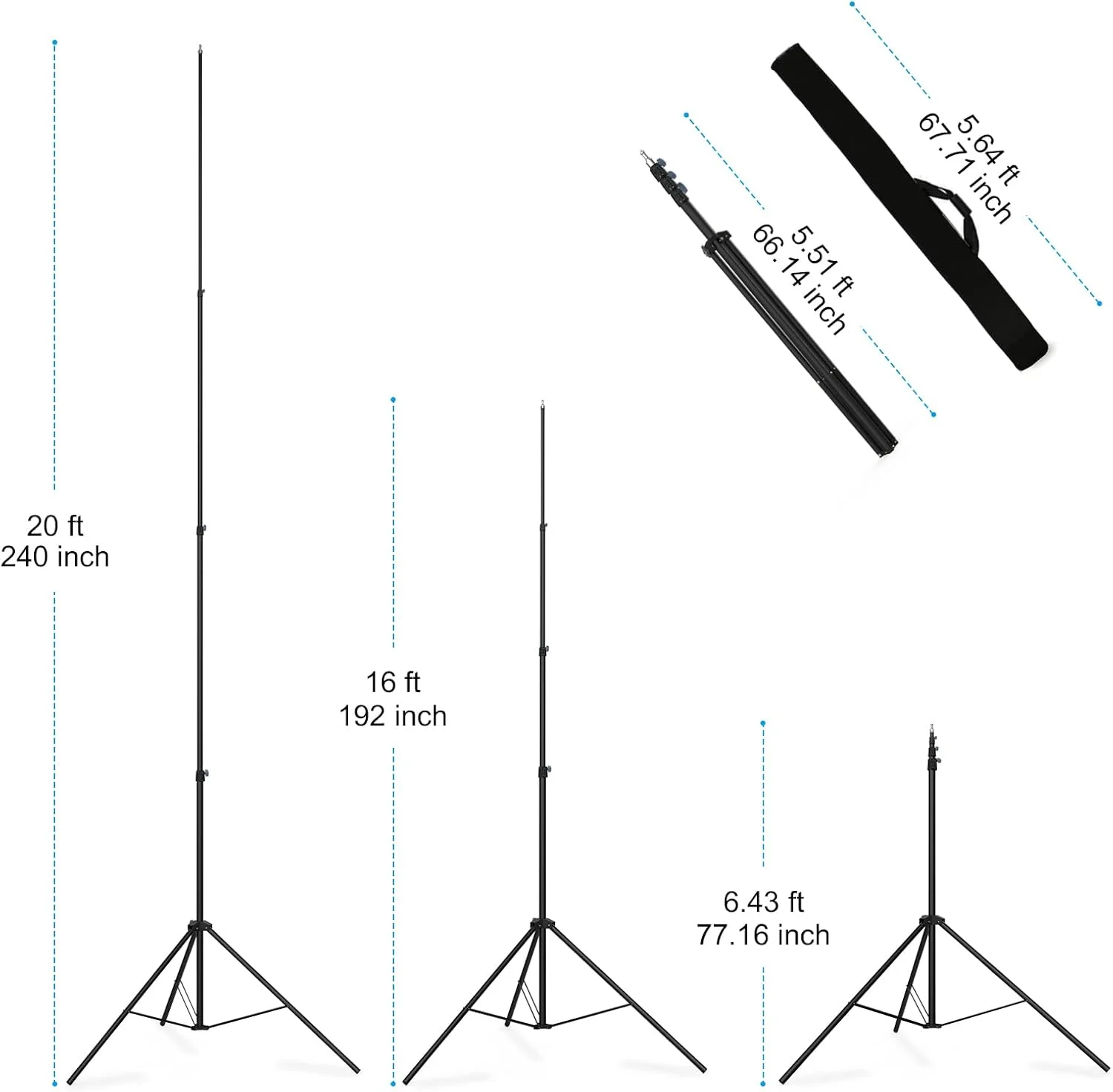 پایه نور سنگین 6 متری برای دوربین فیلمبرداری و سه پایه ورزشی با سیستم بالشتک هوا