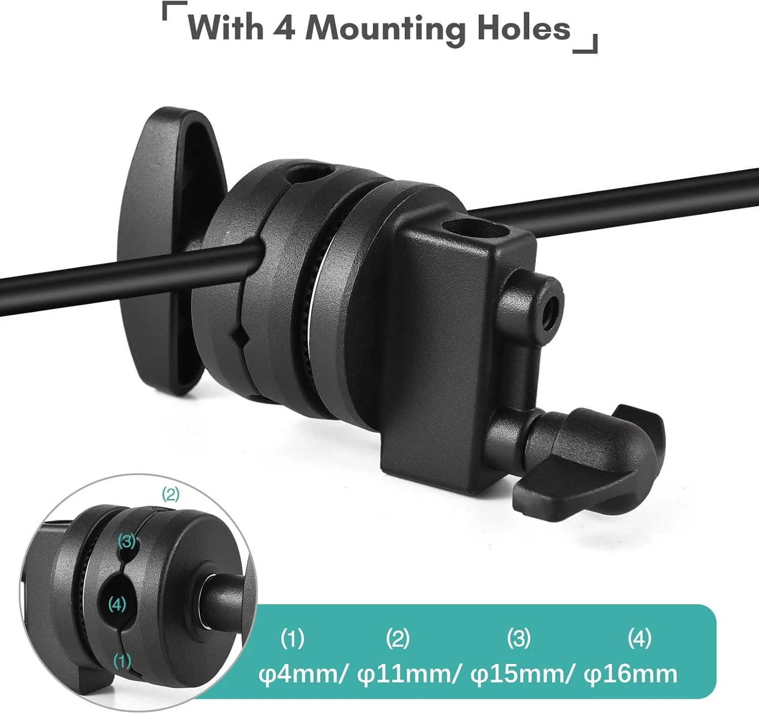 آداپتور نصب پایه نور چند منظوره Graflsoa، نگهدارنده سر چرخان سنگین برای بازوی بوم اکستنشن پایه نور، لوازم جانبی عکاسی با 4 سوراخ نصب