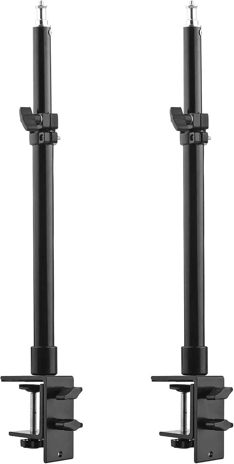 پایه رومیزی فلزی جنریک، گیره C شکل، پایه نور، ارتفاع قابل تنظیم 36 تا 60 سانتی متر، پیچ 1/4 اینچی برای دوربین DSLR، نور حلقه ای، نور ویدئویی، پروژکتور، بسته 2 عددی پایه رومیزی فلزی جنریک، گیره C شکل، پایه نور، ارتفاع قابل تنظیم 36 تا 60 سانتی متر، پیچ 1/4 اینچی برای دوربین DSLR، نور حلقه ای، نور ویدئویی، پروژکتور، بسته 2 عددی