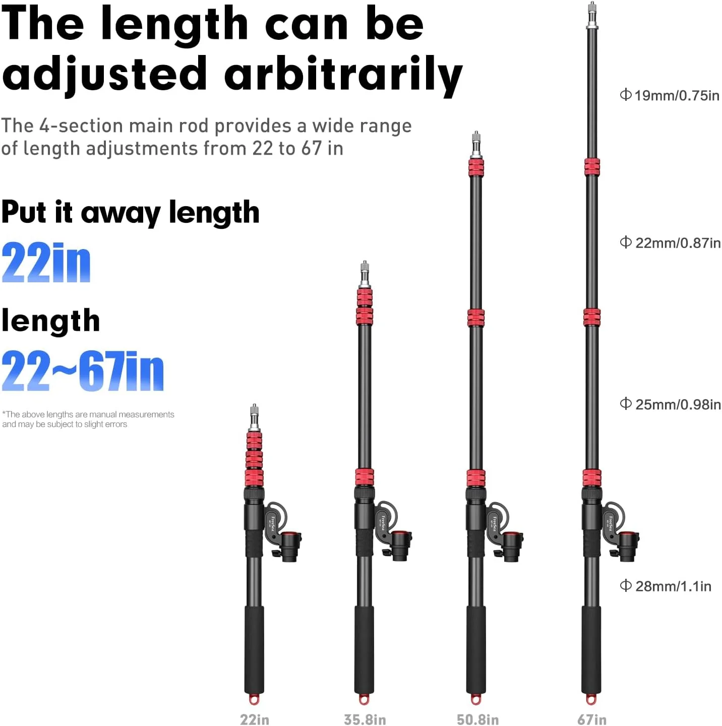 بازوی بوم قابل تنظیم FreeSea برای نور و پایه C - سبک وزن و قابل حمل، 55 تا 170 سانتی متر، نور فلاش و پرکننده قابل تنظیم برای نورپردازی عکاسی بازوی بوم قابل تنظیم FreeSea برای نور و پایه C - سبک وزن و قابل حمل، 55 تا 170 سانتی متر، نور فلاش و پرکننده قابل تنظیم برای نورپردازی عکاسی