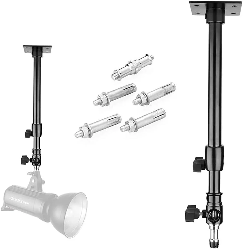پایه نور سقفی دیواری قابل تنظیم دو قسمتی Fotoconic L-600D با رزوه 3/8 و 1/4 اینچ برای استودیو عکس و فیلم پایه نور سقفی دیواری قابل تنظیم دو قسمتی Fotoconic L-600D با رزوه 3/8 و 1/4 اینچ برای استودیو عکس و فیلم
