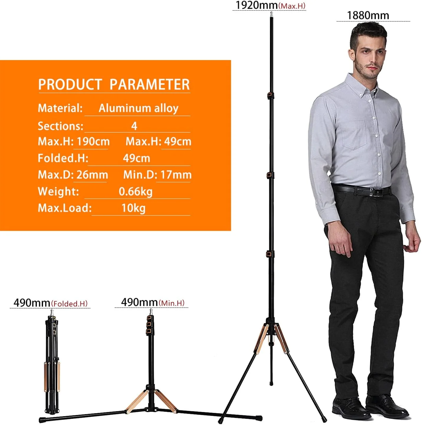 سه پایه نور فوسوتو 192 سانتی متری تاشو، پایه نور آلومینیومی جمع و جور و سبک وزن، حداکثر تحمل بار 4 کیلوگرم، مناسب برای نورپردازی استودیوی عکس، نور فلاش عکاسی به همراه کیف سه پایه نور فوسوتو 192 سانتی متری تاشو، پایه نور آلومینیومی جمع و جور و سبک وزن، حداکثر تحمل بار 4 کیلوگرم، مناسب برای نورپردازی استودیوی عکس، نور فلاش عکاسی به همراه کیف