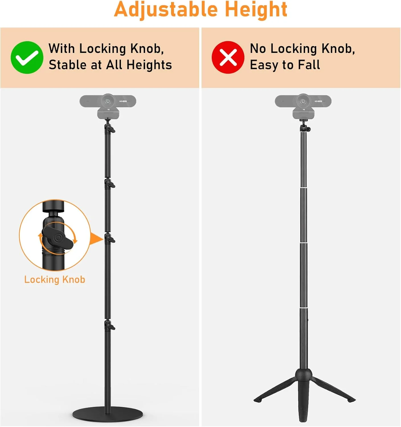 Camera Round Base Mount Desk Stand, Flexible Aluminum Photography Floor-Standing Light Monopod Stand Phone Holder with 1/4" 3/8'' 5/8'' Screw for DSLR Camera, Light, Webcam, Live Streaming, Vlogging