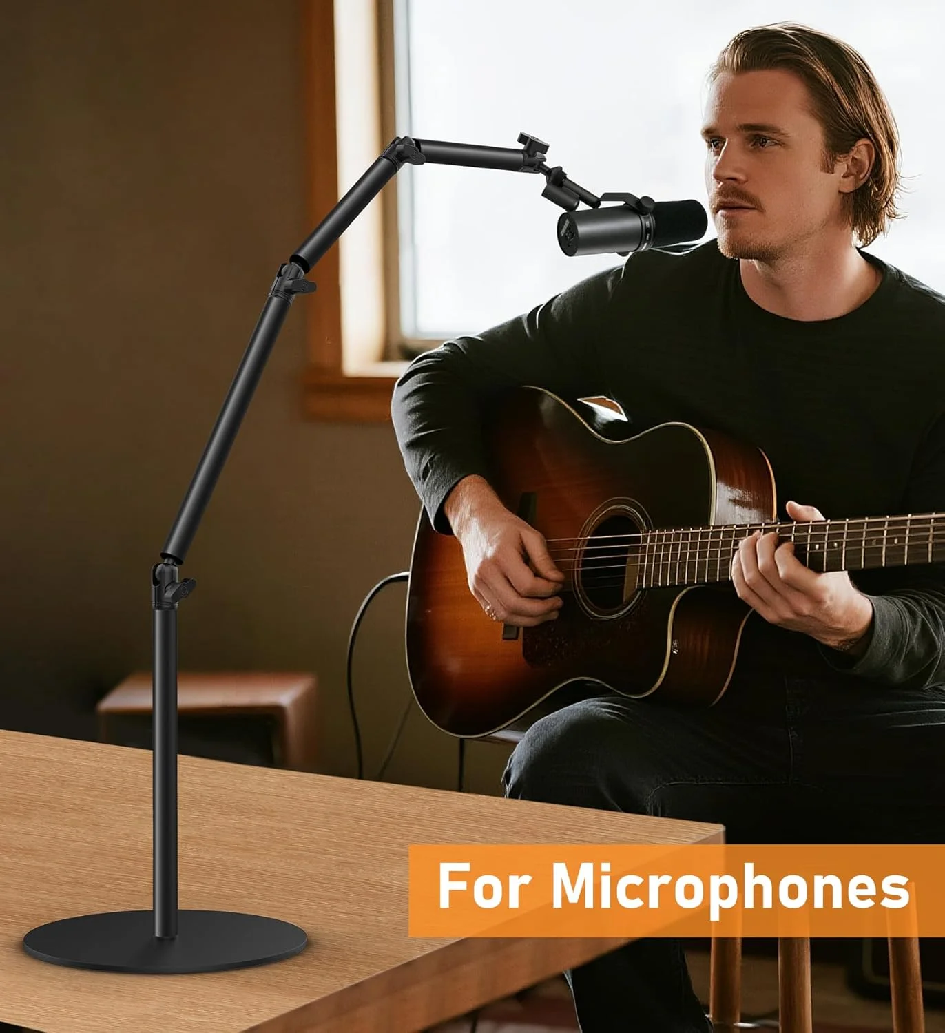 Camera Round Base Mount Desk Stand, Flexible Aluminum Photography Floor-Standing Light Monopod Stand Phone Holder with 1/4" 3/8'' 5/8'' Screw for DSLR Camera, Light, Webcam, Live Streaming, Vlogging