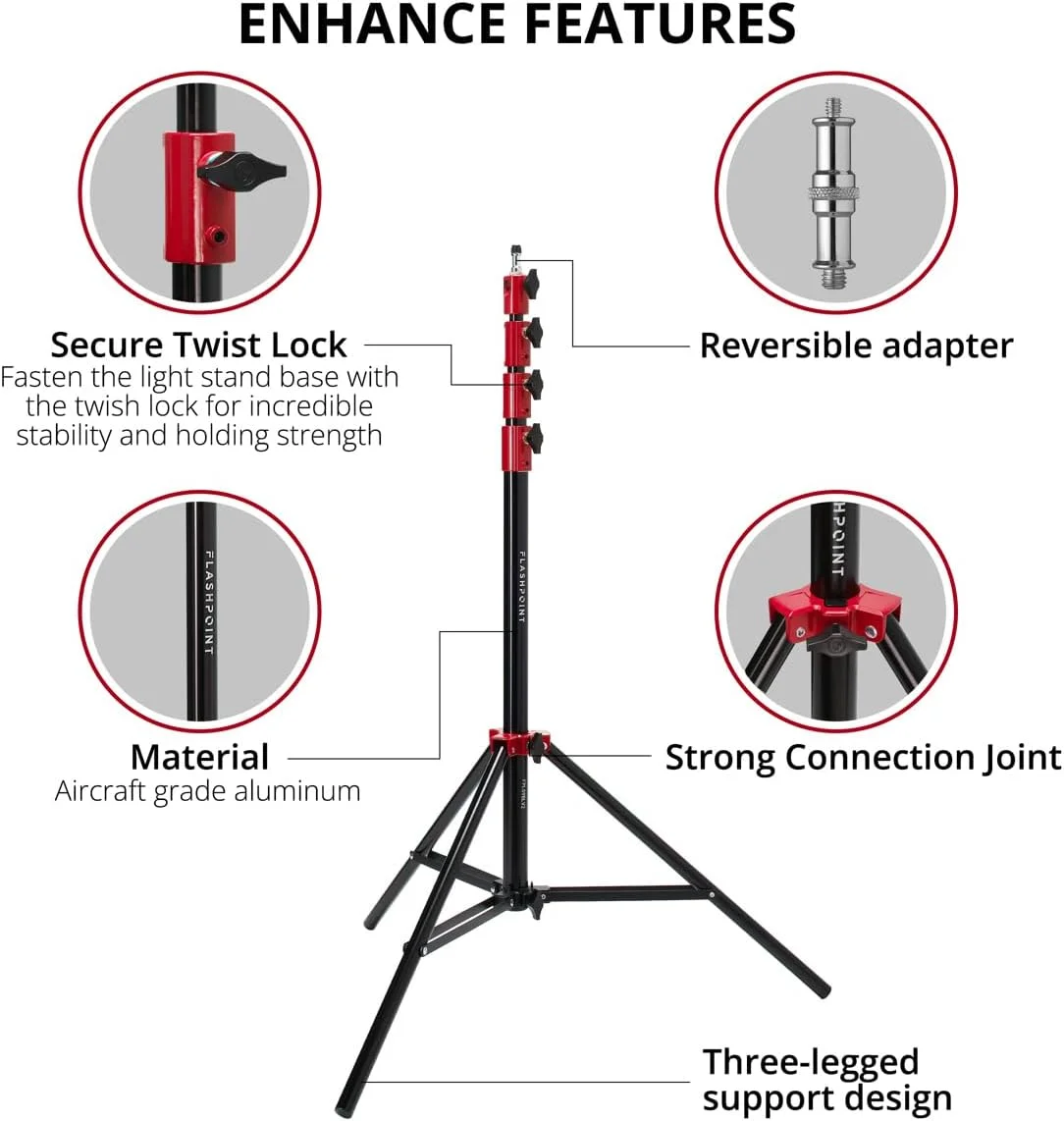 پایه نور سنگین و بادی حرفه ای فلش پوینت با ارتفاع 2.9 متر - نسخه 2