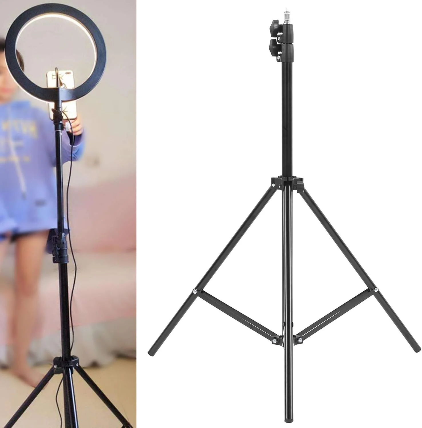 پایه نور 215 سانتی متری Fdit با ستون فلزی، مهره ABS و لاستیک ضد لغزش، برای عکاسی، پخش زنده و زیبایی