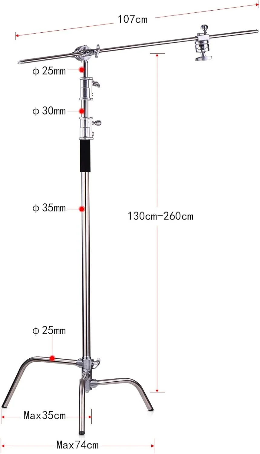 پایه نور حرفه ای عکاسی Fawoonu، آلیاژ آلومینیوم، C-Stand با بازوی بوم، پایه های تاشو، ظرفیت بار 20 کیلوگرم، حداکثر ارتفاع 330 سانتی متر برای استودیوی عکس پایه نور حرفه ای عکاسی Fawoonu، آلیاژ آلومینیوم، C-Stand با بازوی بوم، پایه های تاشو، ظرفیت بار 20 کیلوگرم، حداکثر ارتفاع 330 سانتی متر برای استودیوی عکس