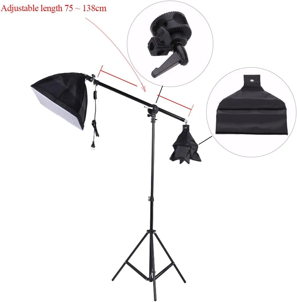 بازوی بوم بالای سر استودیوی عکس Fawoonu، پایه نور بالایی 75-138 سانتی متر برای سافت باکس