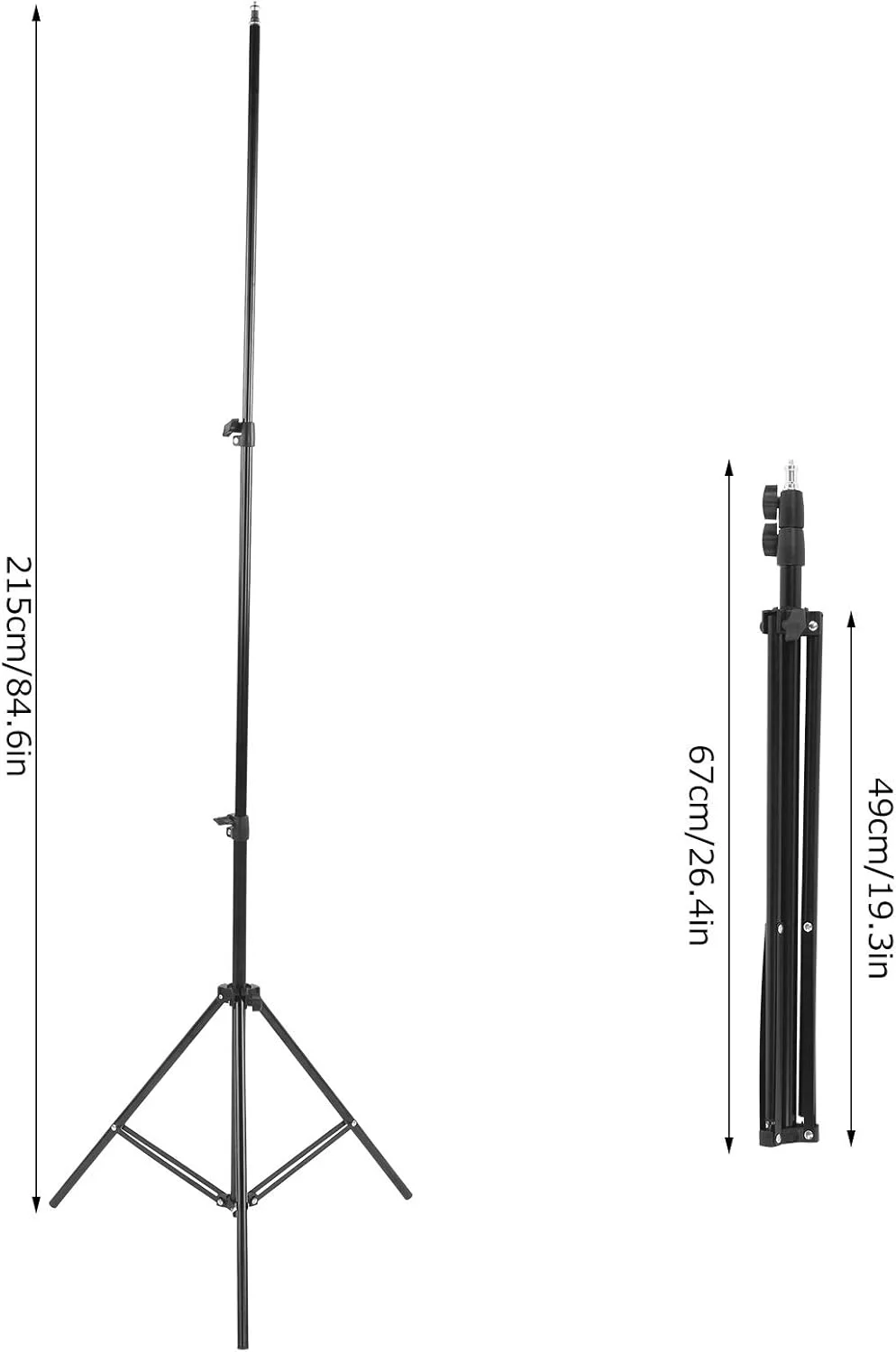 پایه نور 215 سانتی متری Fdit با ستون فلزی، مهره ABS و لاستیک ضد لغزش، برای عکاسی، پخش زنده و زیبایی