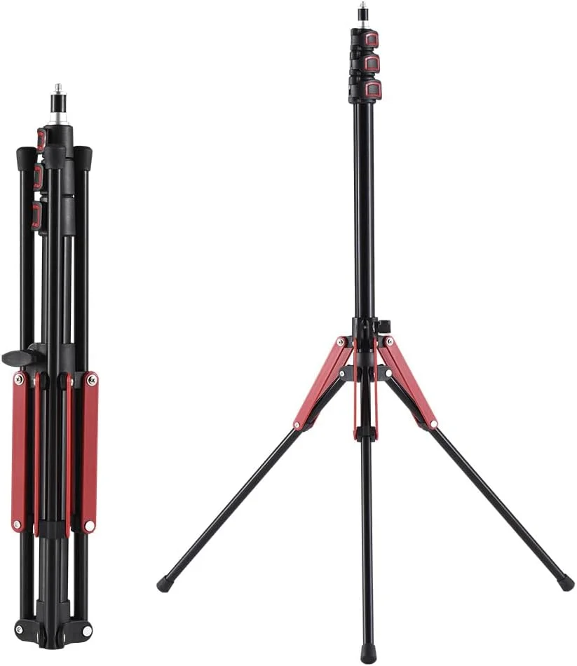 پایه نور ویدئویی قابل تنظیم Fawoonu 189cm با آلیاژ آلومینیوم، 3 بخش قابل تنظیم، ظرفیت بار 5 کیلوگرم با پیچ رزوه ای 1/4 اینچی برای نور LED، فلاش، سافت باکس، رفلکتور