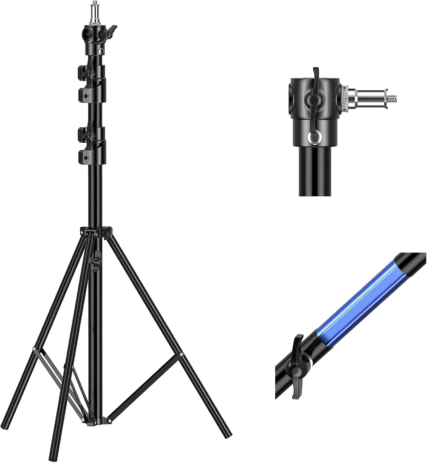 پایه نور آلومینیومی 2.6 متری ایمارت، پایه سه پایه سنگین با بالشتک هوا با آداپتور جهانی 1/4 اینچ به 3/8 اینچ به همراه کیف برای سافت باکس استودیویی، چتر، رفلکتور، عکاسی - 1 عدد پایه نور آلومینیومی 2.6 متری ایمارت، پایه سه پایه سنگین با بالشتک هوا با آداپتور جهانی 1/4 اینچ به 3/8 اینچ به همراه کیف برای سافت باکس استودیویی، چتر، رفلکتور، عکاسی - 1 عدد