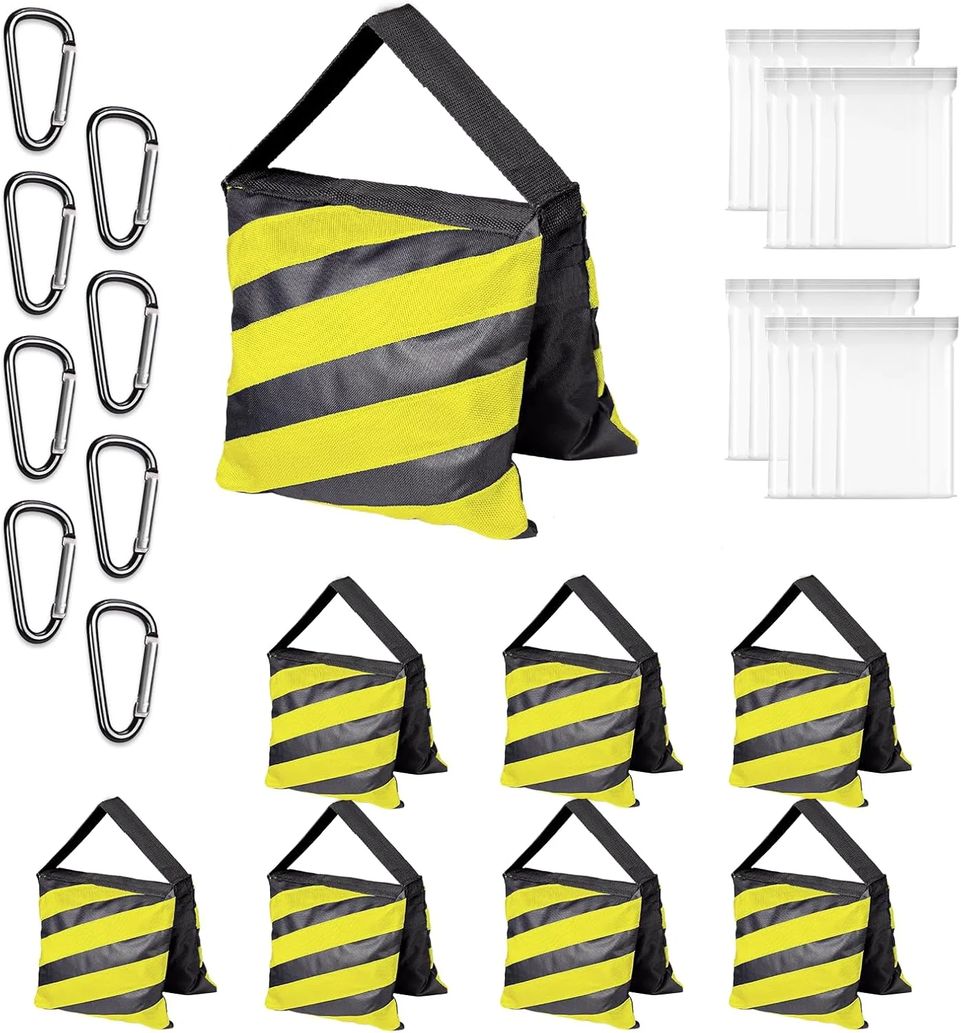 کیسه شن سنگین EMART، کیسه وزنه طراحی زین اسبی استودیو عکس برای پایه عکاسی، پایه نور، سه پایه، پاسیو فضای باز، ورزش، مجموعه فیلم، تولیدات زنده - بسته 8 عددی (زرد و مشکی) کیسه شن سنگین EMART، کیسه وزنه طراحی زین اسبی استودیو عکس برای پایه عکاسی، پایه نور، سه پایه، پاسیو فضای باز، ورزش، مجموعه فیلم، تولیدات زنده - بسته 8 عددی (زرد و مشکی)