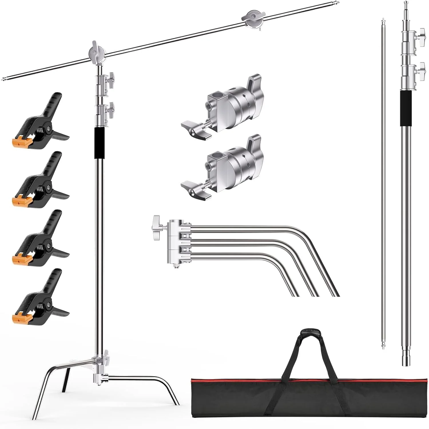 پایه نور سنگین استیل ضد زنگ ایمارت به طول 330 سانتی متر با بازوی بوم و 2 عدد سر گیره برای استودیو عکس و فیلم، مونو لایت، سافت باکس پارابولیک، رفلکتور پایه نور سنگین استیل ضد زنگ ایمارت به طول 330 سانتی متر با بازوی بوم و 2 عدد سر گیره برای استودیو عکس و فیلم، مونو لایت، سافت باکس پارابولیک، رفلکتور