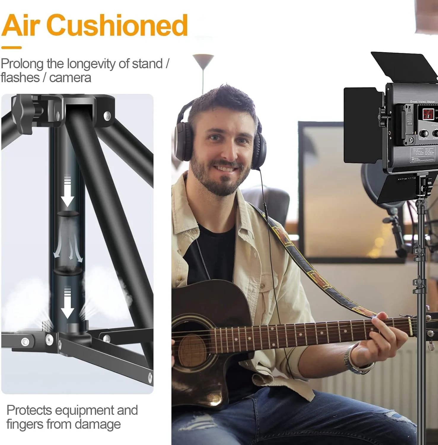 پایه نور آلومینیومی 2.6 متری ایمارت، پایه سه پایه سنگین با بالشتک هوا با آداپتور جهانی 1/4 اینچ به 3/8 اینچ به همراه کیف برای سافت باکس استودیویی، چتر، رفلکتور، عکاسی - 1 عدد پایه نور آلومینیومی 2.6 متری ایمارت، پایه سه پایه سنگین با بالشتک هوا با آداپتور جهانی 1/4 اینچ به 3/8 اینچ به همراه کیف برای سافت باکس استودیویی، چتر، رفلکتور، عکاسی - 1 عدد