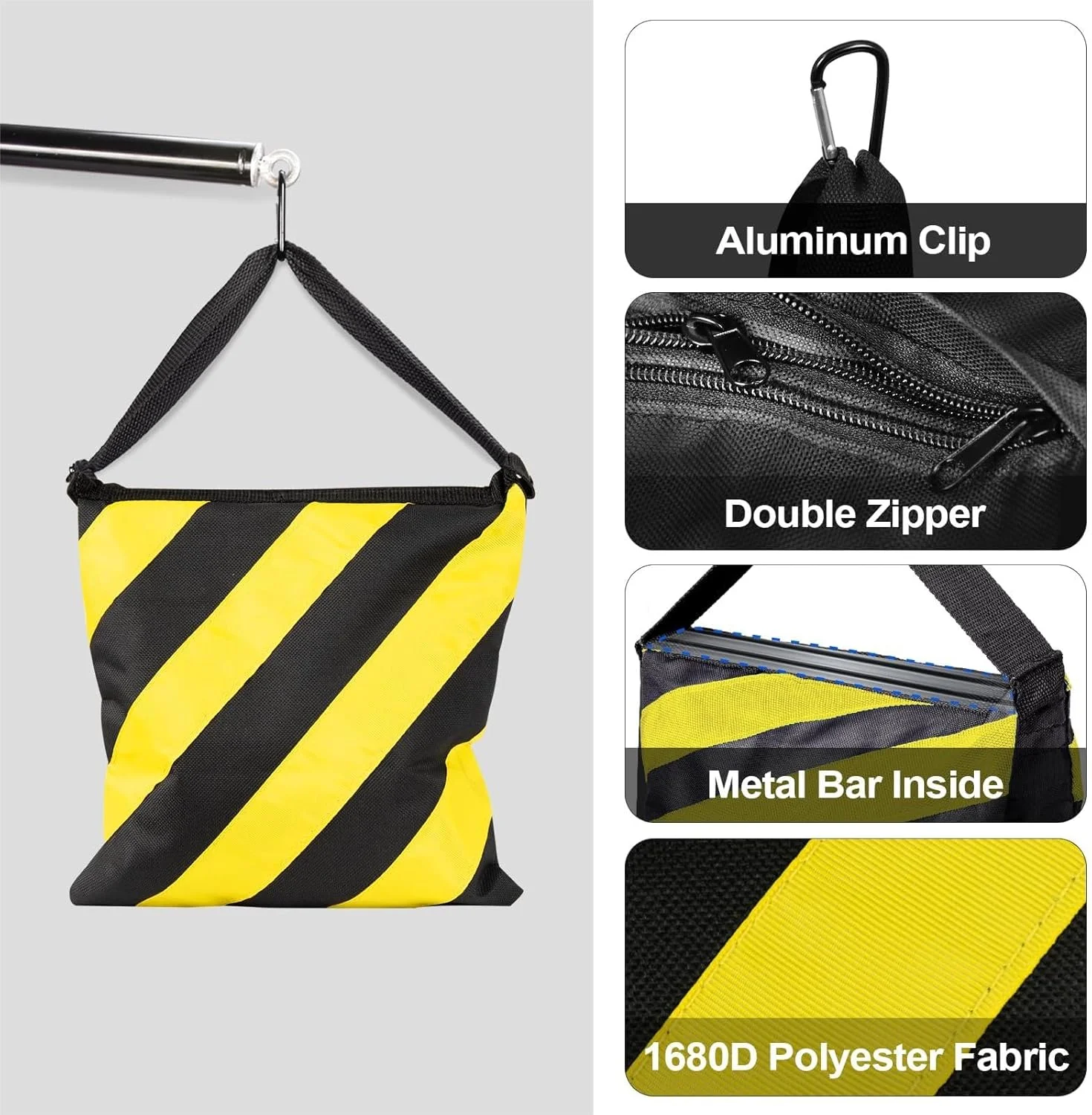 کیسه شن سنگین EMART، کیسه وزنه طراحی زین اسبی استودیو عکس برای پایه عکاسی، پایه نور، سه پایه، پاسیو فضای باز، ورزش، مجموعه فیلم، تولیدات زنده - بسته 8 عددی (زرد و مشکی) کیسه شن سنگین EMART، کیسه وزنه طراحی زین اسبی استودیو عکس برای پایه عکاسی، پایه نور، سه پایه، پاسیو فضای باز، ورزش، مجموعه فیلم، تولیدات زنده - بسته 8 عددی (زرد و مشکی)