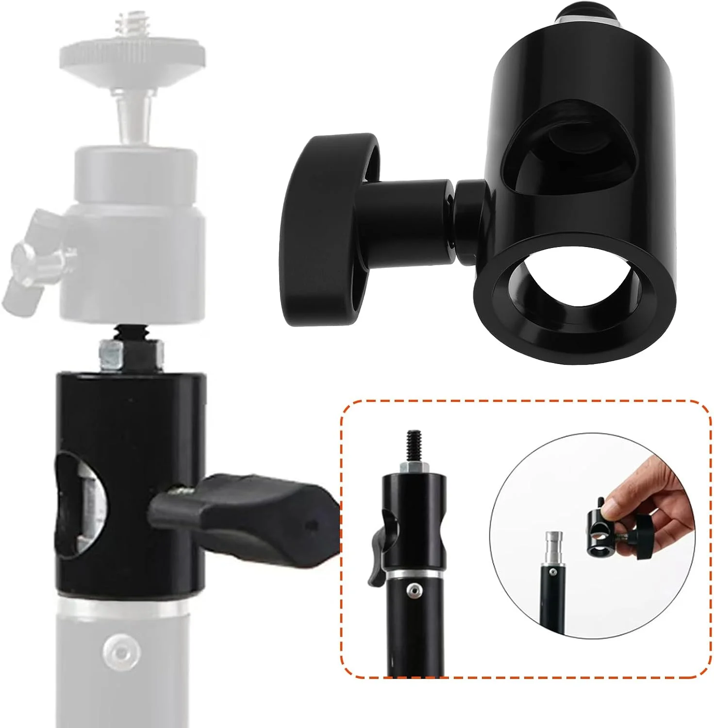 ECSiNG دو عدد تبدیل سریع 3/8 اینچی DSLR برای پایه های نور عکاسی، هد های پن، دوربین های فلاش، تجهیزات عکاسی 5/8 اینچ به 3/8 اینچ