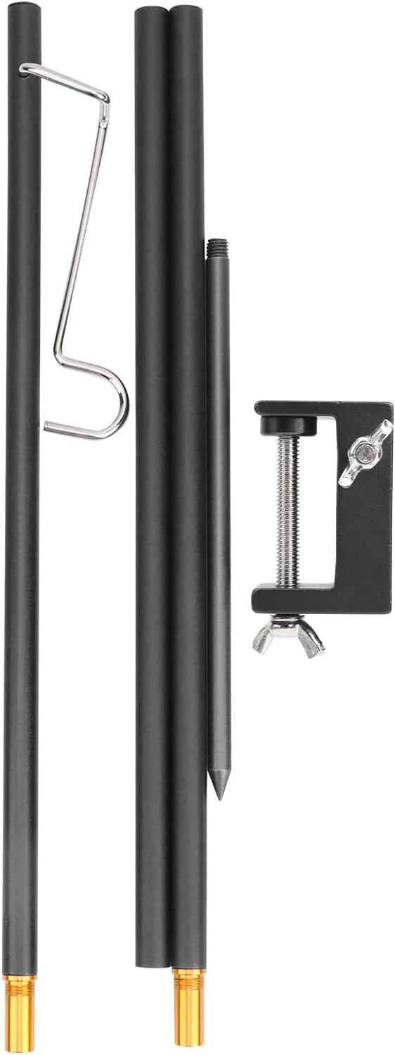 پایه فانوس تاشو آلیاژ آلومینیوم Domary با قلاب استیل ضد زنگ، دو منظوره، برای کمپینگ در فضای باز و باربیکیو (مشکی) پایه فانوس تاشو آلیاژ آلومینیوم Domary با قلاب استیل ضد زنگ، دو منظوره، برای کمپینگ در فضای باز و باربیکیو (مشکی)