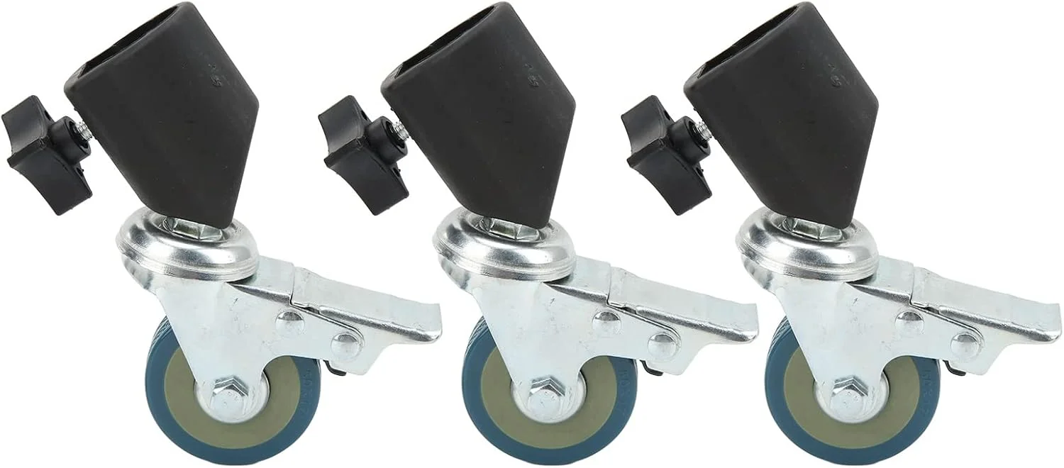 ست چرخ قفل‌دار Cryfokt، 3 عدد چرخ پایه نور مقاوم و بادوام با سختی بالا به همراه ترمز برای سه‌پایه‌ها و پایه‌های نور عکاسی