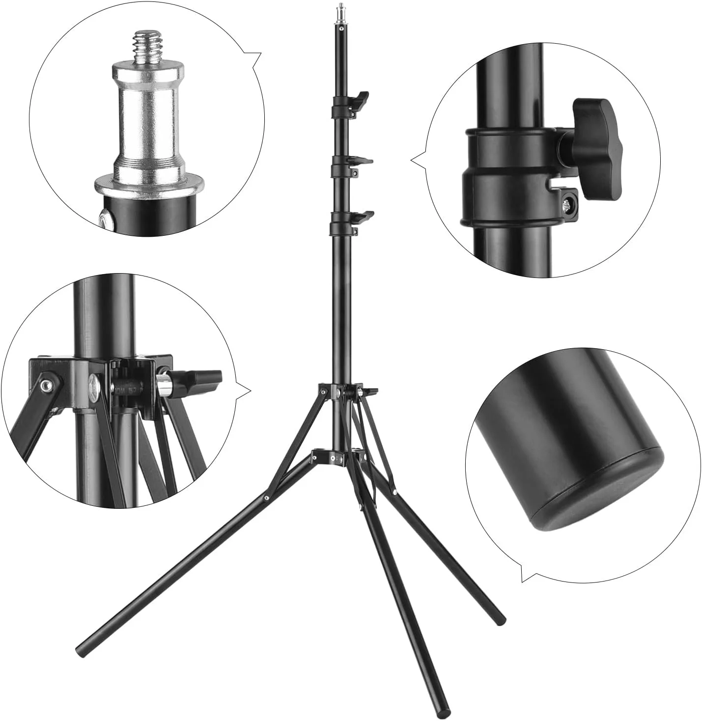 پایه نورپردازی عکاسی، سه پایه نور استودیویی، پایه فلزی نور حلقه ای با حداکثر ارتفاع 200 سانتی متر / 78.7 اینچ با پیچ 1/4 اینچی برای رفلکتور استودیوی عکاسی، سافت باکس، نور ویدئویی LED، نور حلقه ای پایه نورپردازی عکاسی، سه پایه نور استودیویی، پایه فلزی نور حلقه ای با حداکثر ارتفاع 200 سانتی متر / 78.7 اینچ با پیچ 1/4 اینچی برای رفلکتور استودیوی عکاسی، سافت باکس، نور ویدئویی LED، نور حلقه ای