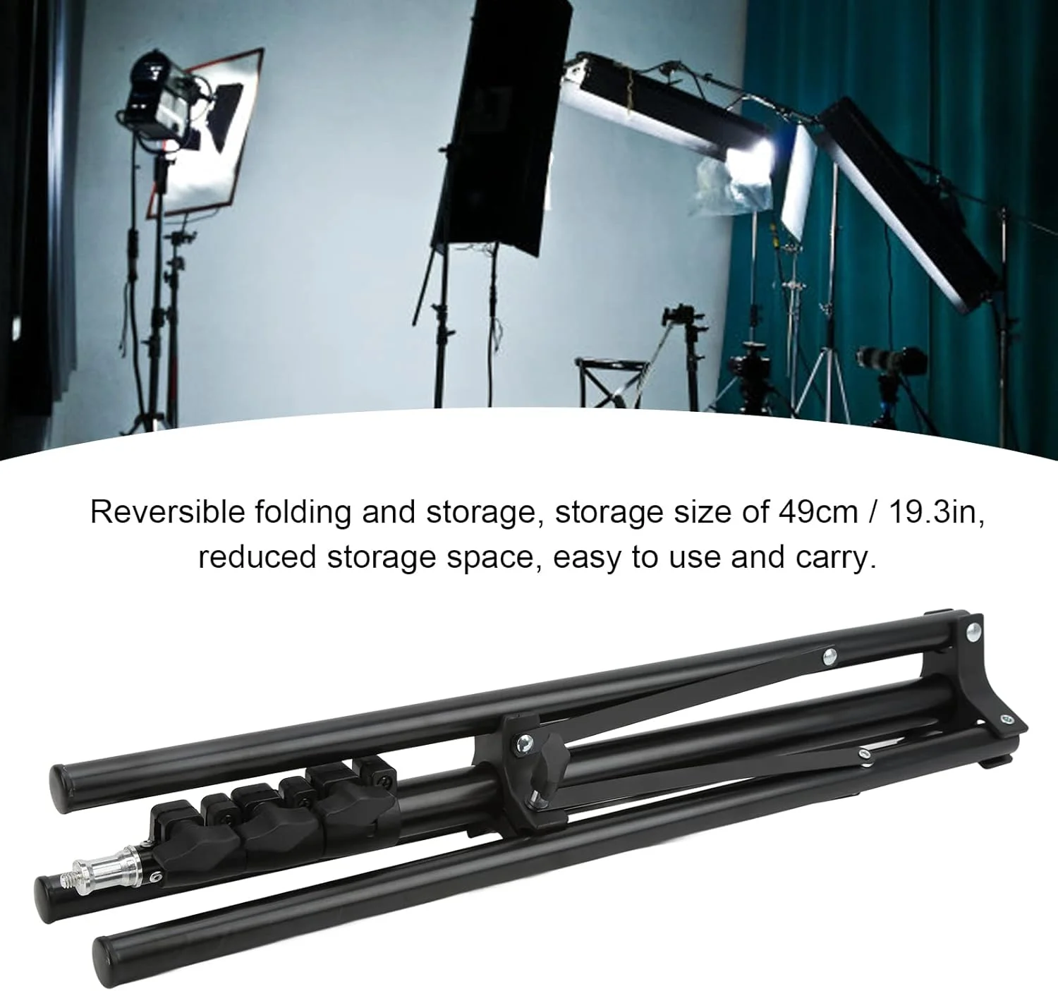 پایه نور عکاسی Cryfokt با سه پایه تلسکوپی تاشو، پایه نور ویدئویی LED بادوام 190 سانتی متری، قابل تنظیم برای متخصصان استودیو عکس