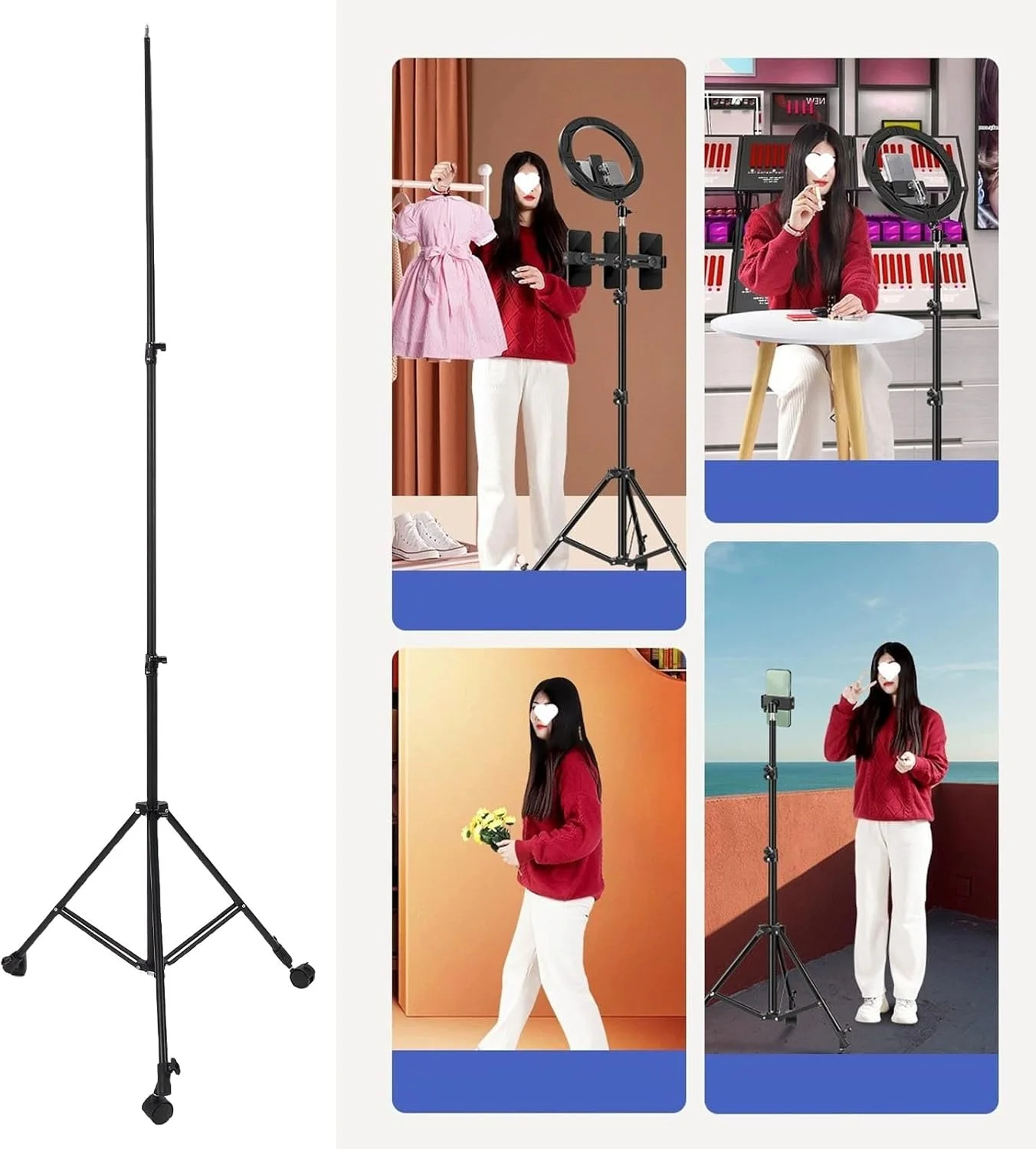 پایه نور عکاسی تاشو تلسکوپی مناسب سلفی پایه نور عکاسی تاشو تلسکوپی مناسب سلفی