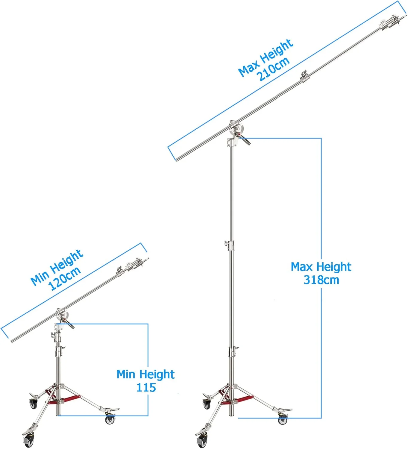 پایه نور سنگین استیل COOPIC L-440B PRO با چرخهای روان، حداکثر ارتفاع 4.5 متر به همراه میله افقی 2.1 متری و کیسه شن برای رفلکتور، نور ماه و سایر تجهیزات استودیوی عکاسی پایه نور سنگین استیل COOPIC L-440B PRO با چرخهای روان، حداکثر ارتفاع 4.5 متر به همراه میله افقی 2.1 متری و کیسه شن برای رفلکتور، نور ماه و سایر تجهیزات استودیوی عکاسی