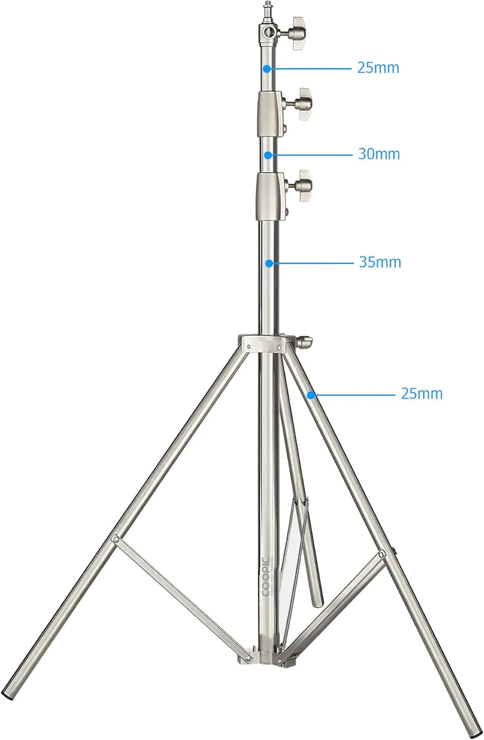 پایه نور سنگین استیل COOPIC L-290S، 2.9 متری، سه پایه نور قابل حمل و چند منظوره با آداپتور جهانی 1/4 اینچ به 3/8 اینچ برای استودیوی عکاسی خانگی و سافت باکس پایه نور سنگین استیل COOPIC L-290S، 2.9 متری، سه پایه نور قابل حمل و چند منظوره با آداپتور جهانی 1/4 اینچ به 3/8 اینچ برای استودیوی عکاسی خانگی و سافت باکس