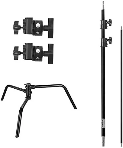 پایه C سنگین استودیوی عکس، 3 متری قابل تنظیم، مشکی، بازوی نگهدارنده 1 متری با 2 عدد سر گیره برای رفلکتور ویدئویی، مونو لایت و سایر تجهیزات عکاسی پایه C سنگین استودیوی عکس، 3 متری قابل تنظیم، مشکی، بازوی نگهدارنده 1 متری با 2 عدد سر گیره برای رفلکتور ویدئویی، مونو لایت و سایر تجهیزات عکاسی
