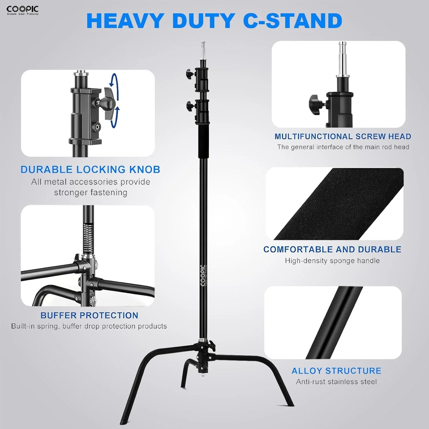 پایه C سنگین استودیوی عکس، 3 متری قابل تنظیم، مشکی، بازوی نگهدارنده 1 متری با 2 عدد سر گیره برای رفلکتور ویدئویی، مونو لایت و سایر تجهیزات عکاسی پایه C سنگین استودیوی عکس، 3 متری قابل تنظیم، مشکی، بازوی نگهدارنده 1 متری با 2 عدد سر گیره برای رفلکتور ویدئویی، مونو لایت و سایر تجهیزات عکاسی
