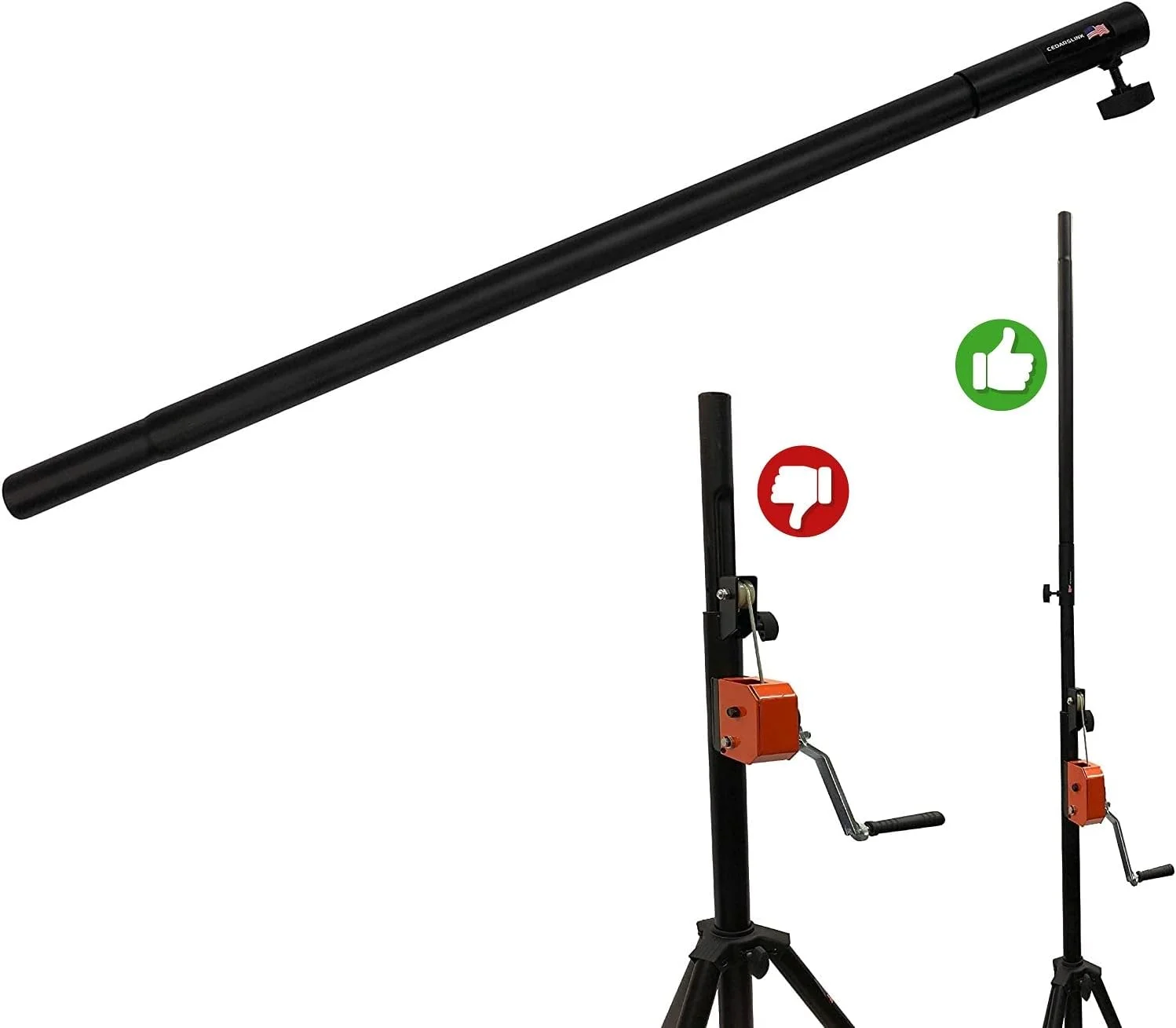 میله افزایش ارتفاع فلزی 84 سانتیمتری Cedarslink برای پایه های نورپردازی DJ. تقریبا 90 سانتیمتر به ارتفاع هر پایه اضافه می کند! میله افزایش ارتفاع فلزی 84 سانتیمتری Cedarslink برای پایه های نورپردازی DJ. تقریبا 90 سانتیمتر به ارتفاع هر پایه اضافه می کند!