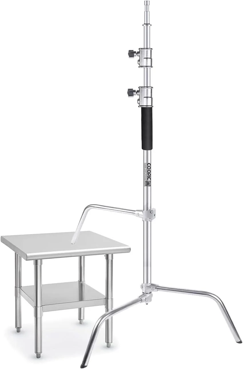 پایه نور سنگین COOPIC مدل C40S با ارتفاع 150-330 سانتی متر به همراه 1 پایه قابل تنظیم، مناسب برای استودیو عکاسی، نور استروب، ویدئو، چتر، سافت باکس و مونو لایت