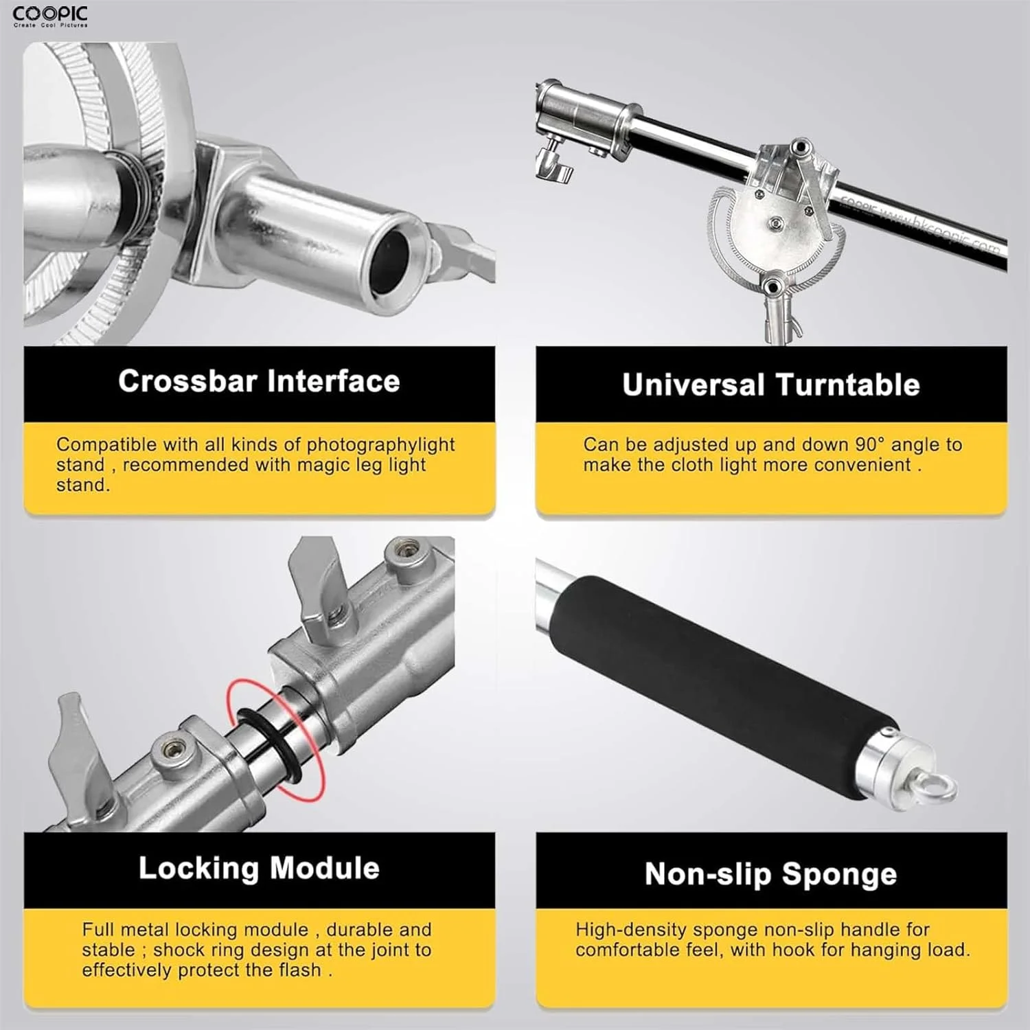 بازوی بوم سنگین استیل سه قسمتی COOPIC برای پایه C عکاسی و پایه نور استودیوی عکس (نقره ای، (105 تا 247 سانتی متر) بازوی بوم سنگین با کیسه شن) بازوی بوم سنگین استیل سه قسمتی COOPIC برای پایه C عکاسی و پایه نور استودیوی عکس (نقره ای، (105 تا 247 سانتی متر) بازوی بوم سنگین با کیسه شن)